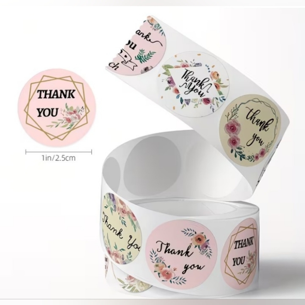 Floral "Thank you" 500 Stickers